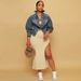 Women's Clothing Irregular Two-Wear Denim Jacket Indigo Blue Solid Workwear Streetwear Metal Buttons Spring/Autumn Fashion_ecoleips.com