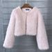 K Solid Color Short Women's Faux Fur Coat_ecoleips.com
