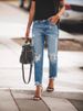 Women’s Clothing hole free elastic retro fashion denim trousers for women_ecoleips.com