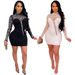 Women's Clothing sexy see-through hot diamond dress women's A-line hip skirt_ecoleips.com