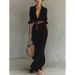 New 2024 Elegant Temperament Sexy Solid Color Irregular Ruched Dress With Waist Belt Womens Solid Color Dress_ecoleips.com