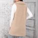 Fuzzy Fleece Vest For Women – Oversized Sleeveless Cardigan With Notched Collar & Pockets, Longline Plush Coatigan (Beige, S-XXL)_ecoleips.com