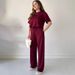 Women's Clothing New Solid Color Short Sleeved Top With Strap Pocket Straight Pants Suit_ecoleips.com
