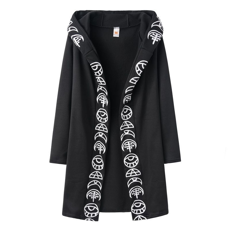 Fashion Trend Ladies Punk Moon Pattern Printing Long-sleeved Cardigan Sweater Long Style_ecoleips.com