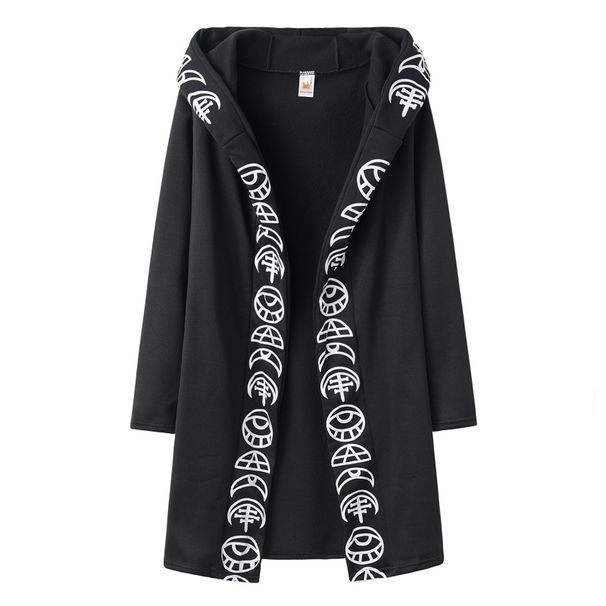Fashion Trend Ladies Punk Moon Pattern Printing Long-sleeved Cardigan Sweater Long Style_ecoleips.com