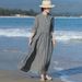 High Quality Linen Long Dress Women New 2026 Spring Vintage Floral Embroidery Solid Colir Ladies Elegant A-line Dresses M2386_ecoleips.com