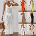 Women's Vacation Style Long Beach Dress American Suspender Strap Slit Slim Fit Summer Dress_ecoleips.com