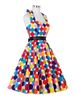 Summer Casual Dress Women Polka Dot Retro Swing Gown Pin Up Robe Vintage 60s 50s Rockabilly Sundress_ecoleips.com
