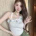 Sexy Chic Slimming Camisole For Women Summer New Vintage 3D Floral Off-Shoulder Short Top Ins_ecoleips.com