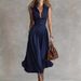 Women's Slim Fit Maxi Dress Sleeveless Notched Collar Long Dress Parisian Elegance_ecoleips.com