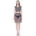 Women's Sexy Fishnet Dress Full Rhinestone Mesh Hot Girl Sheer Fringe Skirt Set For Women_ecoleips.com