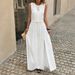 Women's Clothing Women's Elegant Simple Round Neck Solid Color Midi Skirt Suit Spring Summer For Formal & Casual_ecoleips.com