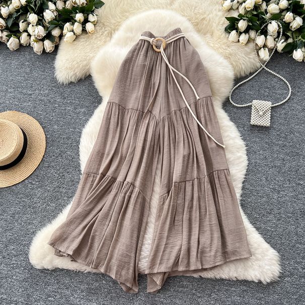 Summer Collection High-Waisted Casual Pants Loose Wide-Leg Culottes Fairy-Like Gentle Style Concealing Flaws And Hips_ecoleips.com