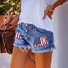 Cross-Border Source 2024 European And American Spring Summer Casual Ripped Printed Tassel Denim Straight Shorts_ecoleips.com