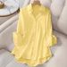 plus Size Women's Classic Shirt Lapel Collar Long Sleeves Comfortable Office Casual Wear for Curvy Figures_ecoleips.com