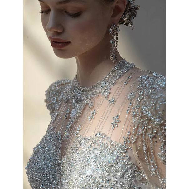 Women's Clothing Bride's Main Wedding Dress High End Heavy Duty High Quality Texture Trailing Long Sleeved Wedding Dress For The Princess On The Run_ecoleips.com