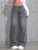 Women's Vintage Gray Washed Jeans – Relaxed Straight-Leg Denim Pants For Streetwear & Casual (S-XXL)_ecoleips.com