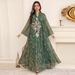 Elegant Embroidered Jalabiya Dress – Modest Muslim Evening Gown With Beaded Details For Banquets & Home Wear_ecoleips.com