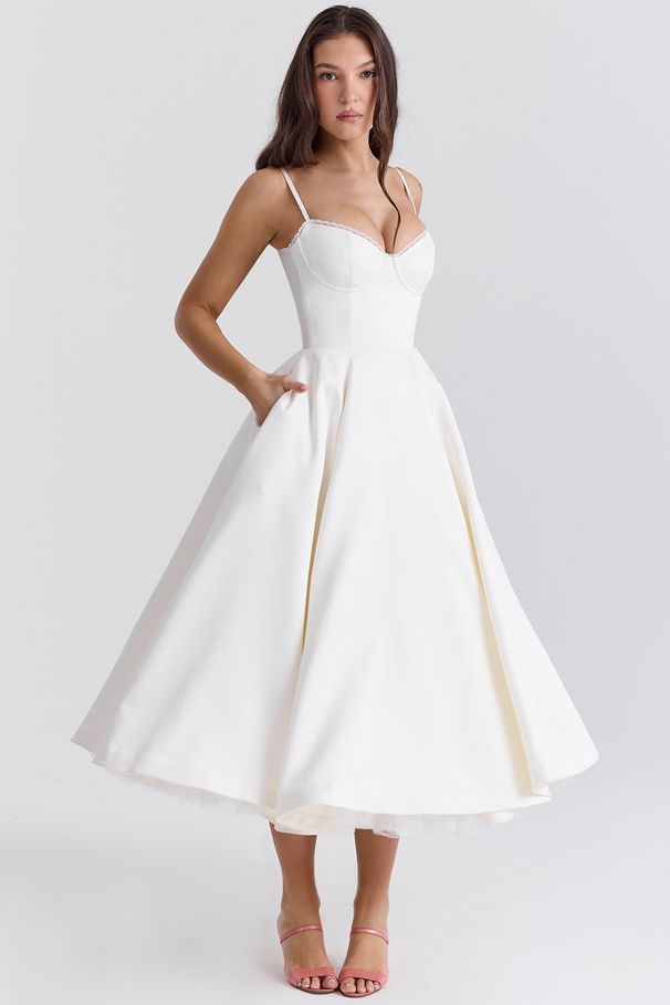 Women's Clothing Spring And Summer High End Satin Tube Top Heavy Waist Suspenders Sexy Hot Girl Mid Length Skirt_ecoleips.com
