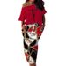 Women's Off-Shoulder Printed Two-Piece Set T-Shirt And Skirt Casual Fashion Outfit plus Size Available_ecoleips.com