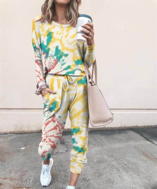 Women's Clothing 2024 spring autumn and winter printed casual long sleeved women's sports suit_ecoleips.com