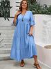 Plus Size Summer Solid Color Textured Loose Dress_ecoleips.com