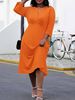 Women's Plus Size Casual Dress, Plus Size Solid Color Fashionable Casual Elegant Small V-Neck Design Dress_ecoleips.com