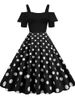 Elegant Off Shoulder Women Summer Dress Slash Neck Vintage Ladies Fit And Flare Polka Dot Evening Party Sundress_ecoleips.com