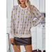 Floral Jacquard Sweater Cardigan For Women, Autumn/Winter Single-Button Long-Sleeve Knit Jacket_ecoleips.com