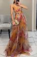 Foreign Trade 2025 European And American Spring/Summer New Mesh Printed Strap INS Vacation Casual Party Dress_ecoleips.com
