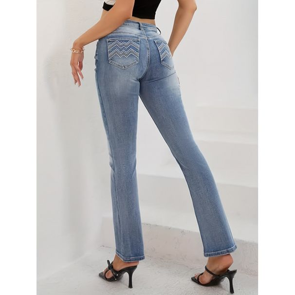 Women's Mid-Rise Flared Jeans With Embroidery, Curve-Enhancing Stretch Denim Bootcut Pants For A Sexy Silhouette_ecoleips.com