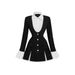 Women's Clothing Women's Elegant Fake Two-Piece Dress – V-Neck Blouse & Mini Skirt Set (S-XL, Wrinkle-Free Polyester, Office & Date Night Ready)_ecoleips.com