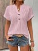 Women's Casual Button V Neck T-Shirt Solid Color Fashion Top For Spring/Summer Style_ecoleips.com