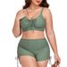 Women's Clothing New 2026 Plus Size Two Piece Swimsuit Solid Color High Waist Slimming Bikini Beachwear For Women_ecoleips.com