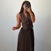 Voya Women's Trade African New Style Women's Summer Sleeveless Vest Heavy Pleated Long Skirt Two-Piece Set_ecoleips.com