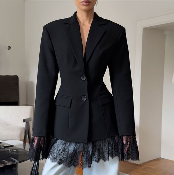 's New High-end, Slim-fit, Waist-cinching Lace-paneled Blazer Features Stylish Sophisticated Design With A_ecoleips.com