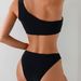 Women's Clothing New One Piece Hollow One Shoulder Small Chest Pure Black Swimsuit Sexy Bikini Sports Backless Swimming Suit_ecoleips.com