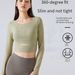 Women's Clothing Chest Pad Sports Long Sleeved T Shirt Fashionable Short Outdoor Running Slim Yoga Top_ecoleips.com