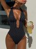 Women's Clothing European And American Style Sexy One Piece Swimsuit Polka Dot Print Slimming Tight Fit For Formal & Casual For Women_ecoleips.com