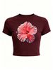 Casual Women’s Y2K Crop Top, Fashion Logo Print Tee, Trendy Street Style Top_ecoleips.com