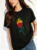 Women Crew Neck Short Sleeve T-Shirt, Burning Flame Rose Floral Graphic Loose Fit Casual Summer Basic Tee Tops_ecoleips.com