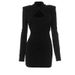 Fashion Autumn Sexy Women Slim Fit Long Sleeve Dress Party Elegant Hollow Out Short Evening Dress Spring Mock Neck Clothing_ecoleips.com