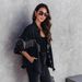 Women's Heavy Duty Style Chain Studded Single Breasted Coat_ecoleips.com