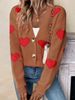 Women's Clothing Long Sleeve Cardigan With Heart Pattern, Knitted Open Front Sweater, Casual V-Neck Fall Pullover (Pink, Grass Green, Orange Red)_ecoleips.com