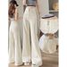 K Off White Wide Leg Jeans, Women's Trendy And Versatile New Style, High Waist Slimming, Belly Covering, Slim Fit Design, Slightly Flared Pants_ecoleips.com