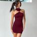 2025 Summer New Fashion Personality Metal Buckle Solid Color Tight High Waist Bodycon Sleeveless Dress Wholesale_ecoleips.com