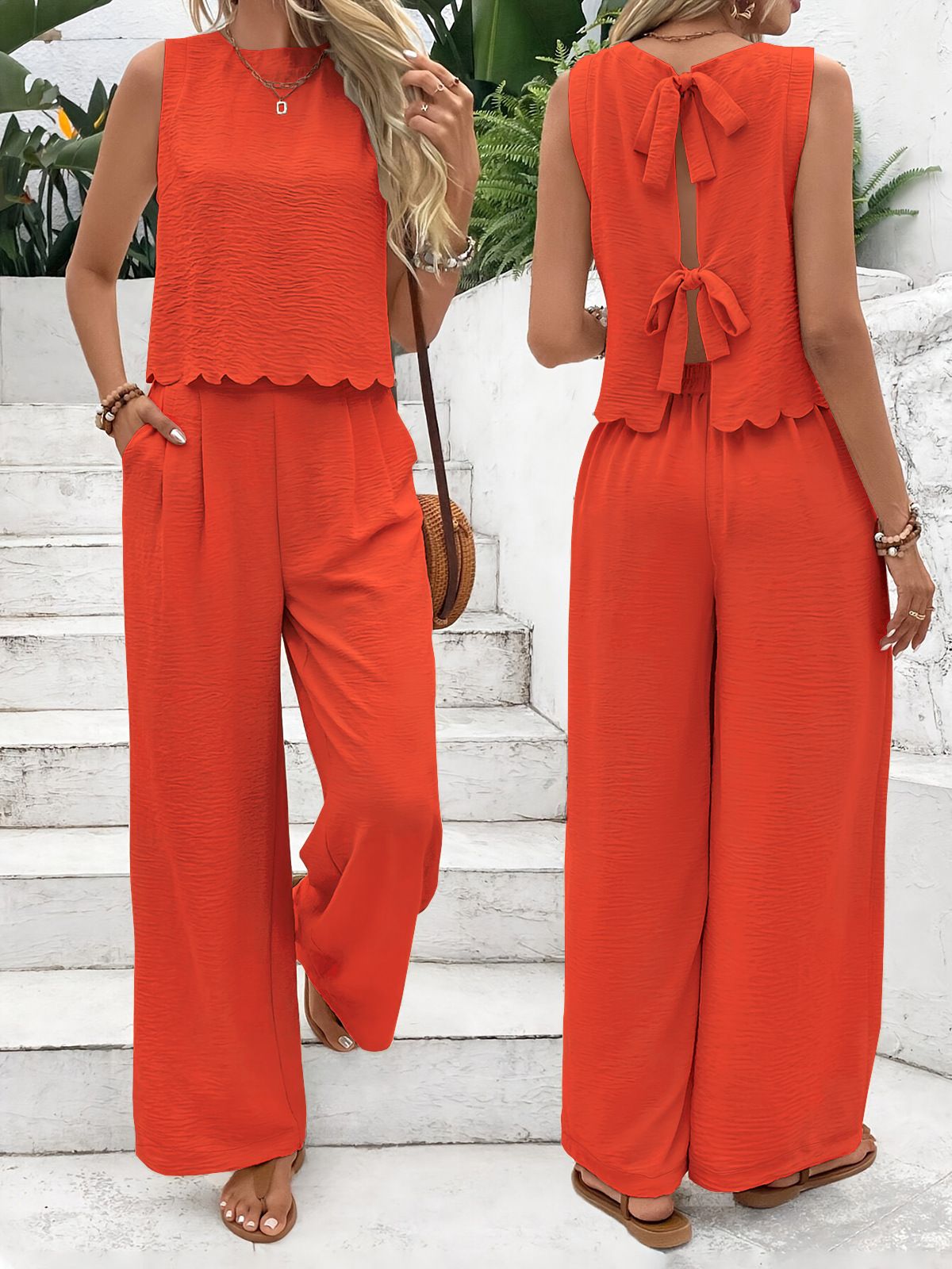 Women's Clothing Women's Fashion Sleeveless Vest Casual Trousers Suit_ecoleips.com