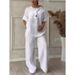 Women's Fashion Wide Leg Pants Set Casual Retro Style Full Length Polyester Spring/Autumn Wear_ecoleips.com