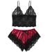 Sexy Lingerie Lace Split Three Point Sexy Suspenders See Through Pajamas And Pants Sets_ecoleips.com