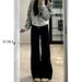 Women's Winter Flared Jeans - Warm Fleece-Lined Straight Leg Black Denim Pants For Everyday Comfort_ecoleips.com
